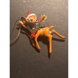 Disney Bambi Christmas Ornament With Santa Hat & Wreath By Walt Disney Productio